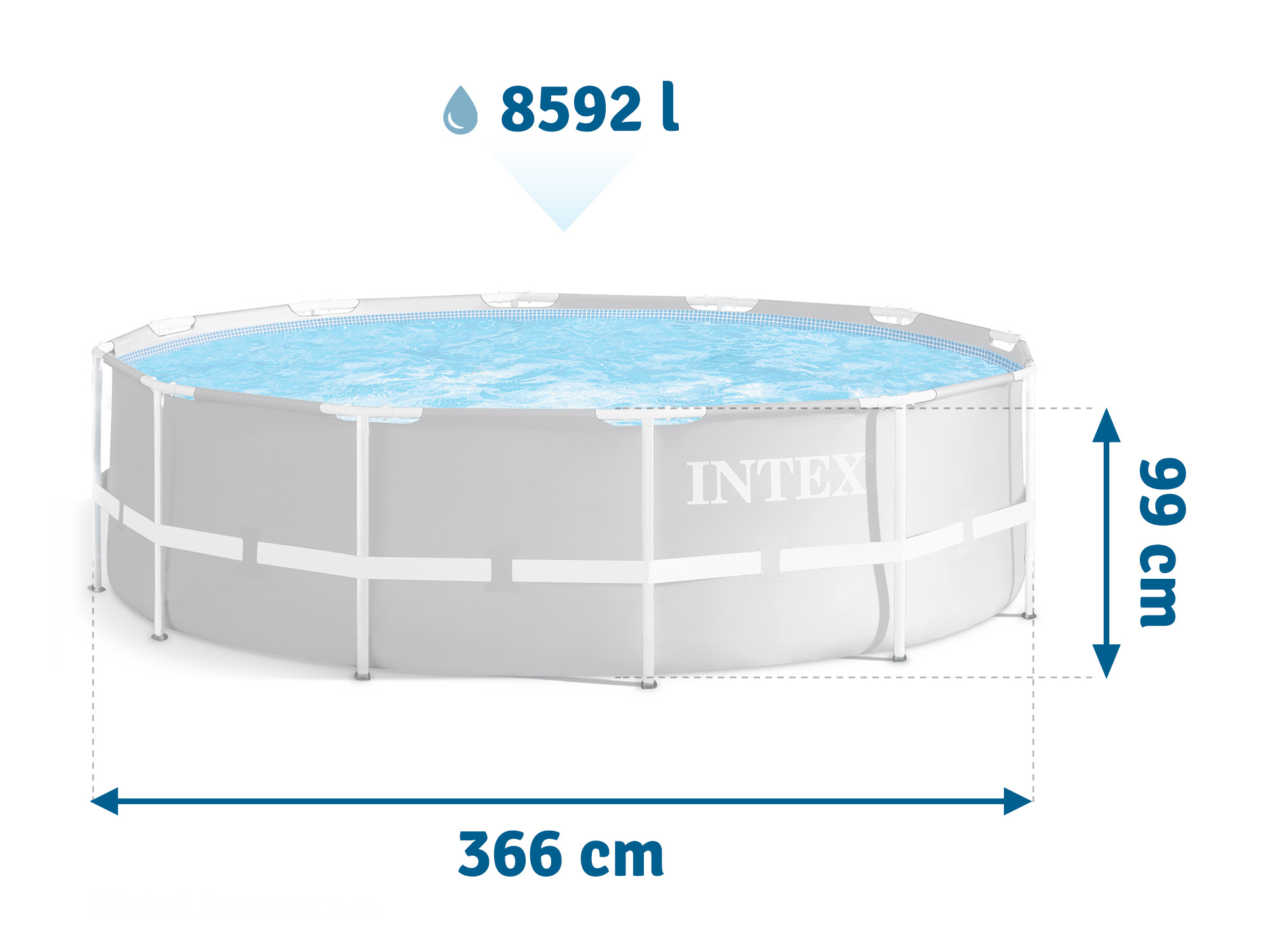 Intex opzetzwembad - 366x99cm - grijs - filterpomp & accessoires