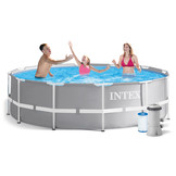 Intex opzetzwembad - 366x99cm - grijs - filterpomp & accessoires