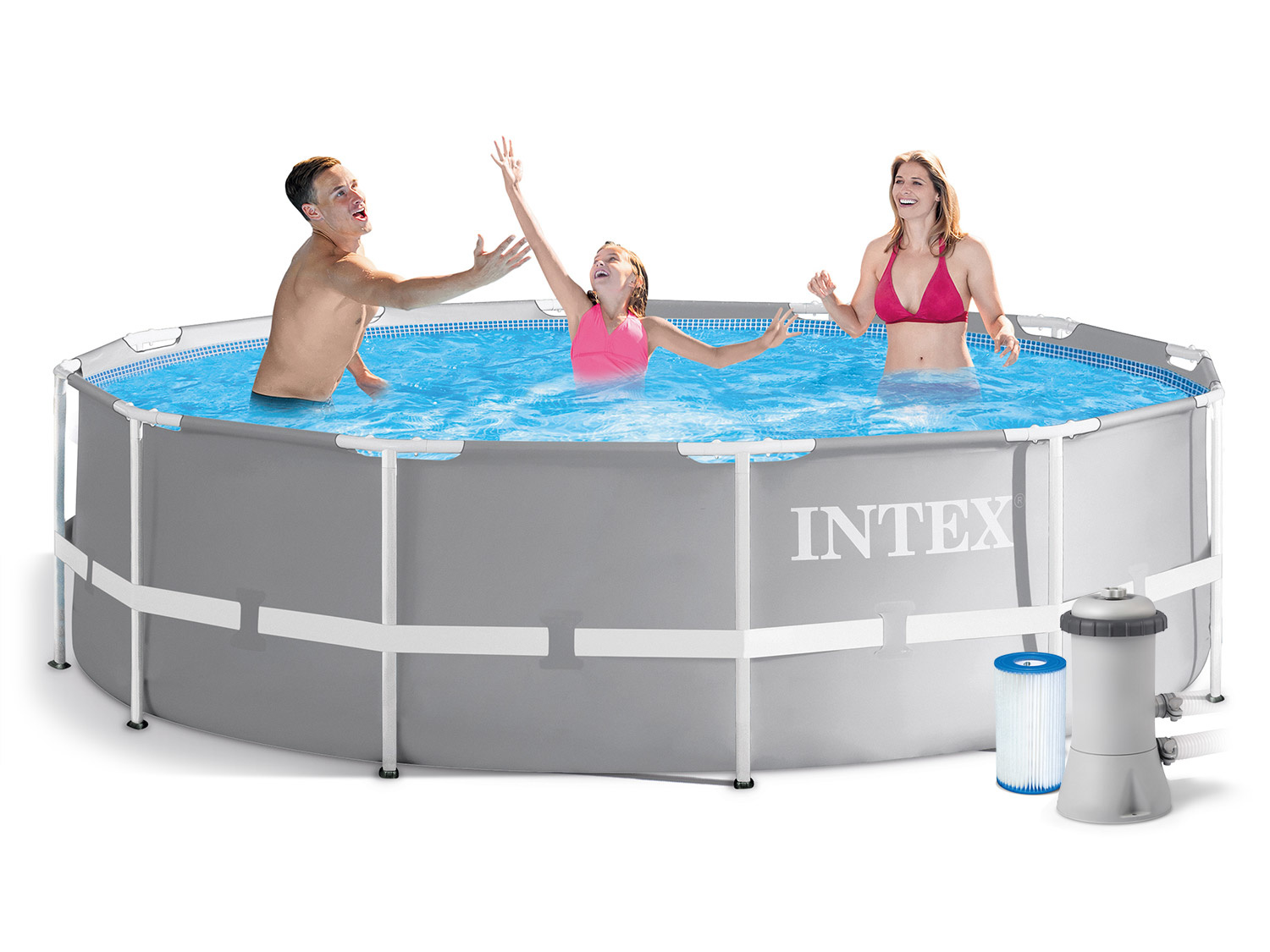 Intex opzetzwembad - 366x99cm - grijs - filterpomp & accessoires