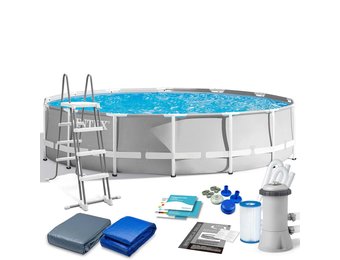 Intex opzetzwembad - Ø457cm - grijs - accessoires oa. filterpomp & bal