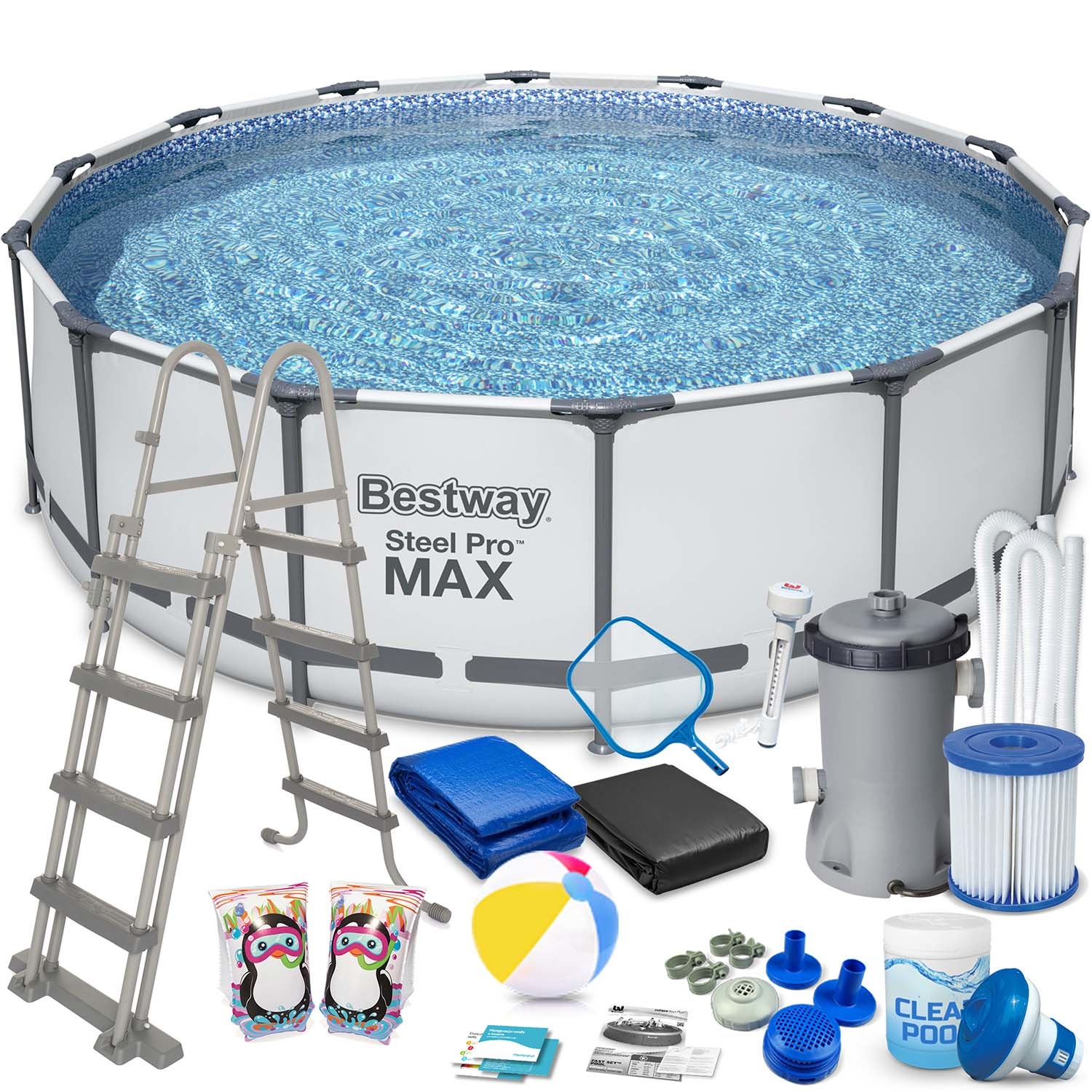 Bestway opzetzwembad - 457x122cm - blauw - filterpomp & accessoires