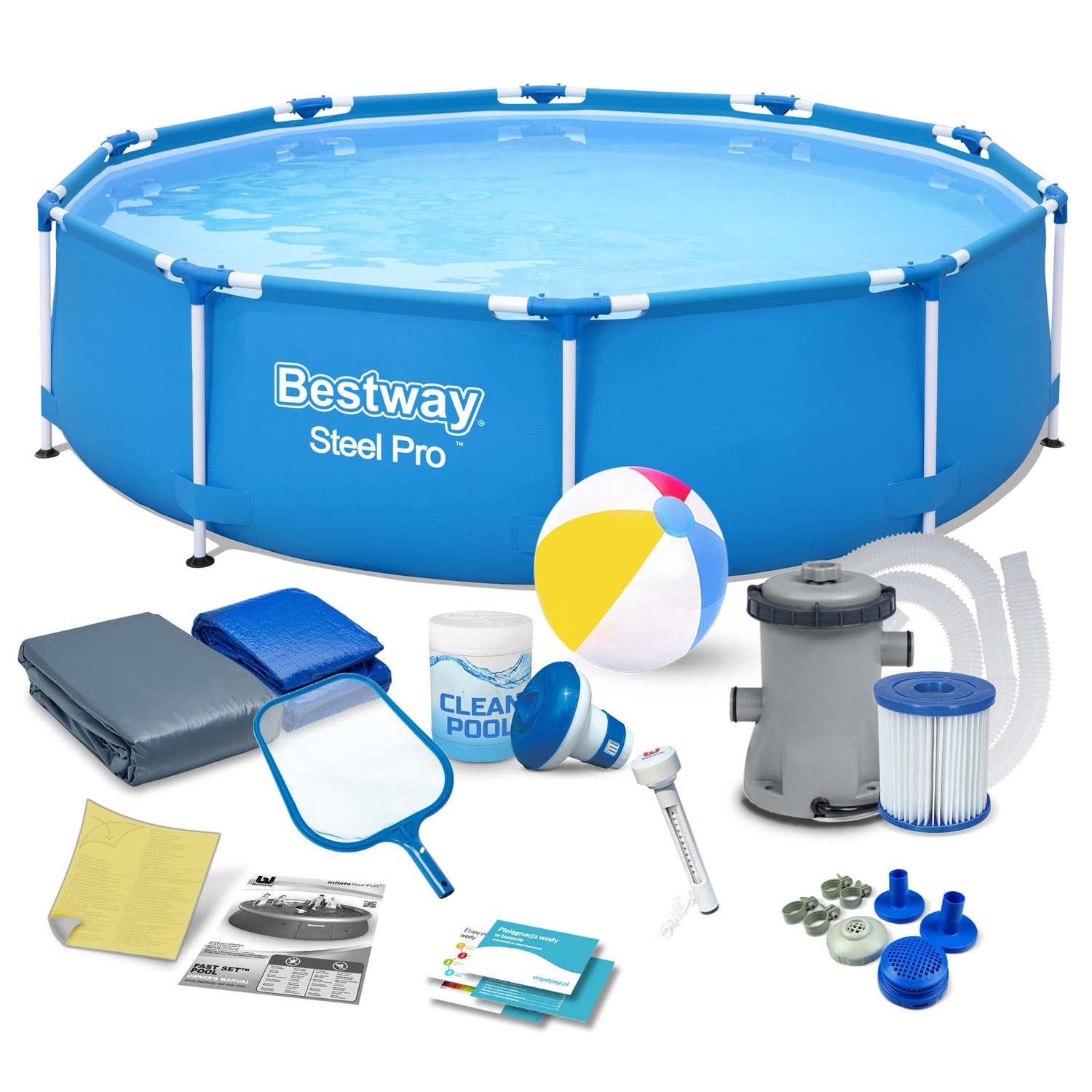 Bestway opzetzwembad - 305x76cm - incl accessoires, filterpomp & bal