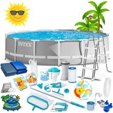 Intex opzetzwembad - 457x122 cm - grijs - veel accessoires