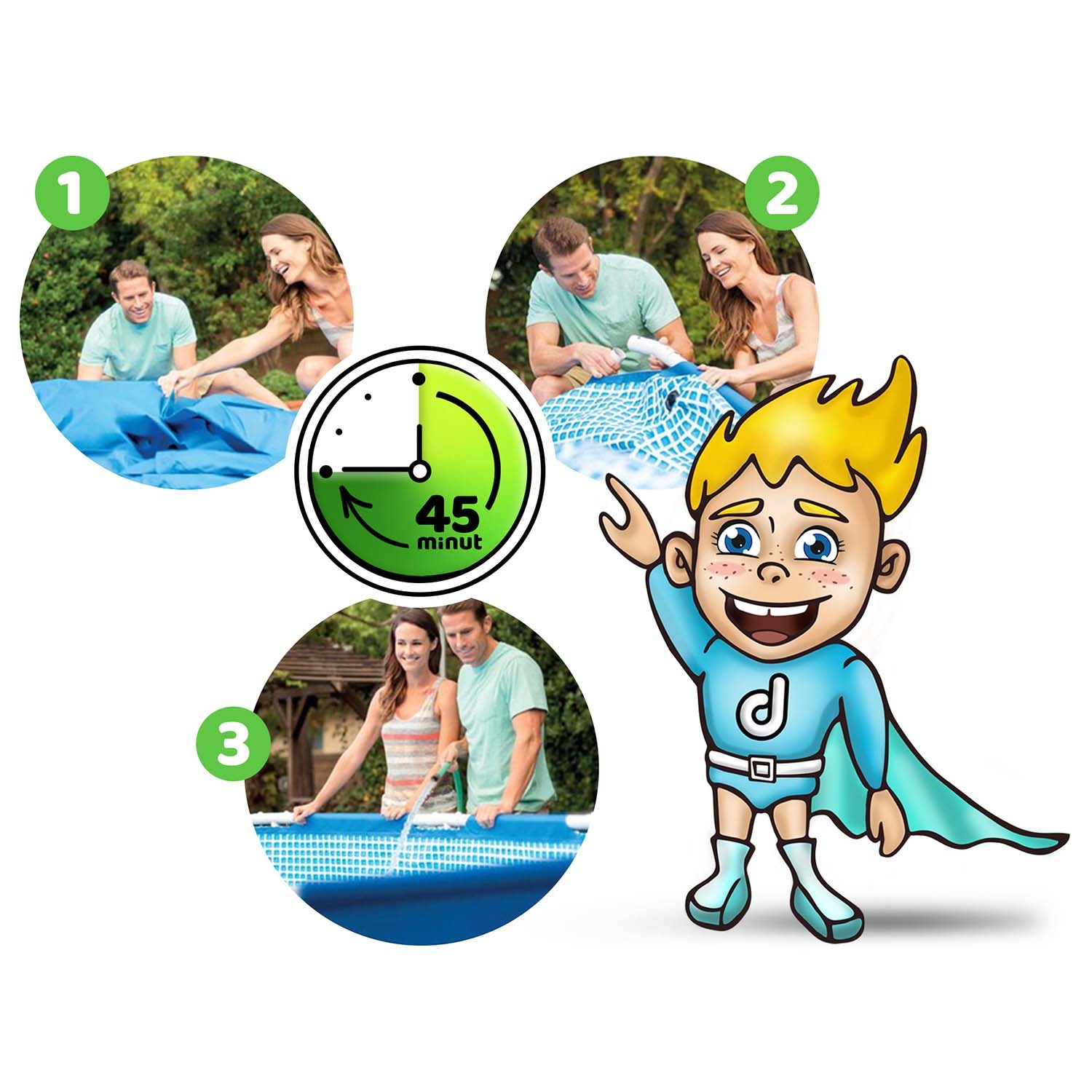 Intex opzetzwembad - 457cm - 3-laags PVC - blauw