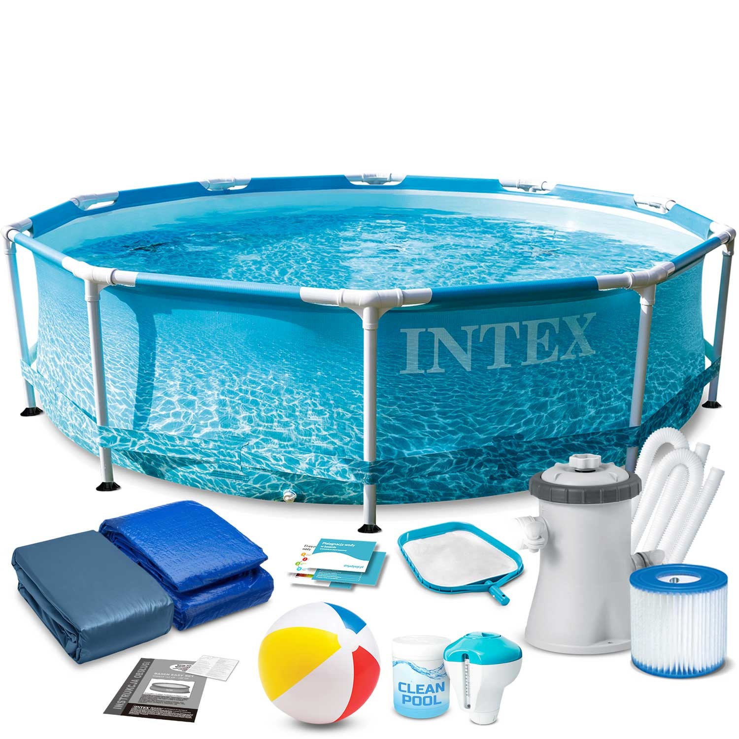 Intex opzetzwembad - 305cmx76cm - water print - filterpomp & accessoires
