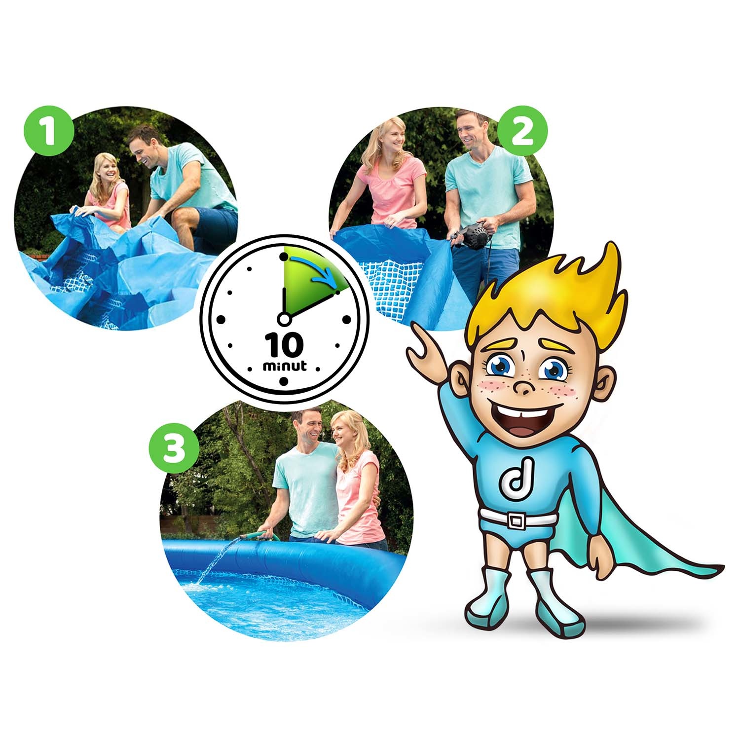 Intex opblaaszwembad - 244cm - rond - blauw