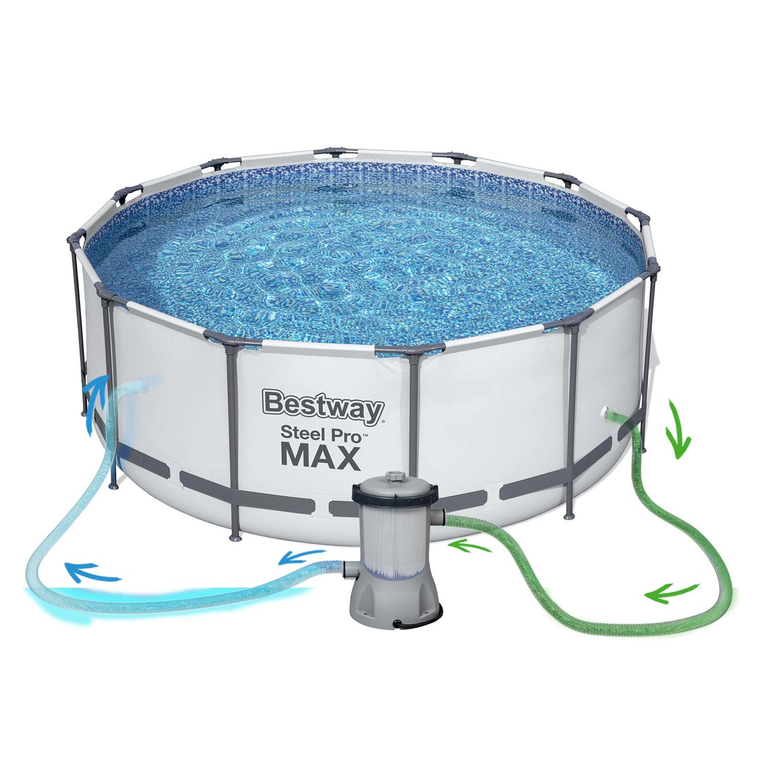 Bestway opzetzwembad - Ø396cm - filterpomp & accessoires - wit