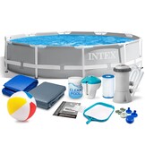 Intex opzetzwembad - 366x76 cm - grijs - accessoires, filterpomp & bal