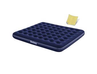Bestway Luchtbed - 2 persoons -  203x183x22cm - velours - blauw