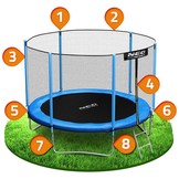 Trampoline - ø312cm - blauw - 150kg max - met ladder en net