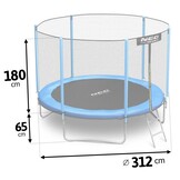 Trampoline - ø312cm - blauw - 150kg max - met ladder en net