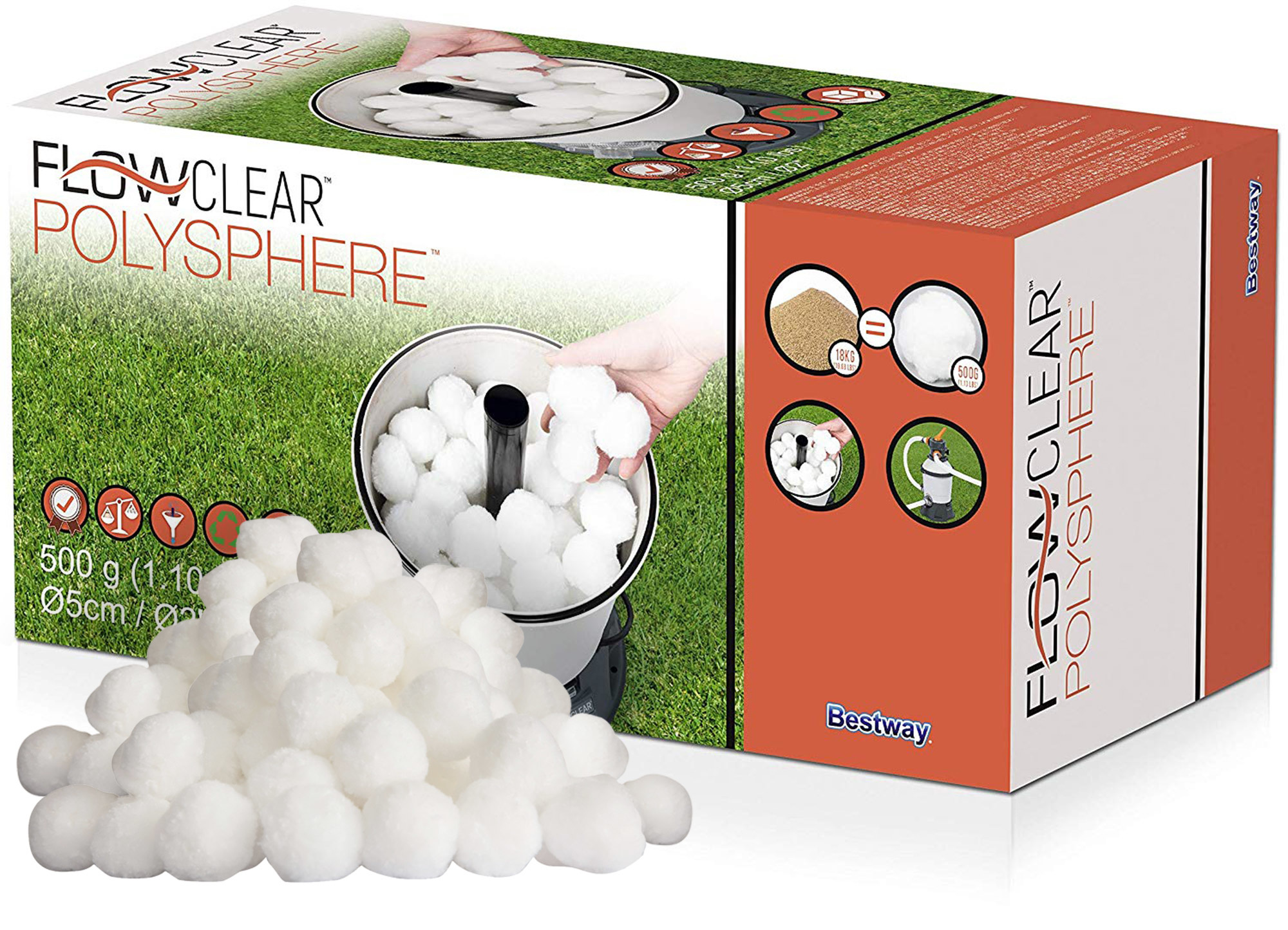 Bestway Flowclear - filterbollen - voor zandfilterpomp - 500 g