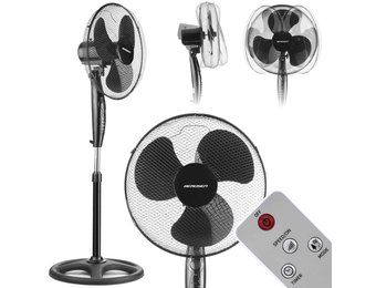 Staande ventilator - ⌀40 cm - 103-123 cm hoog - zwart- met afstandsbediening