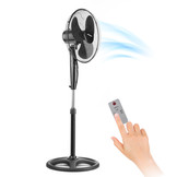 Staande ventilator - ⌀40 cm - 103-123 cm hoog - zwart- met afstandsbediening