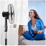 Staande ventilator - ⌀40cm - 3 snelheden - verstelbaar in hoogte - zwart