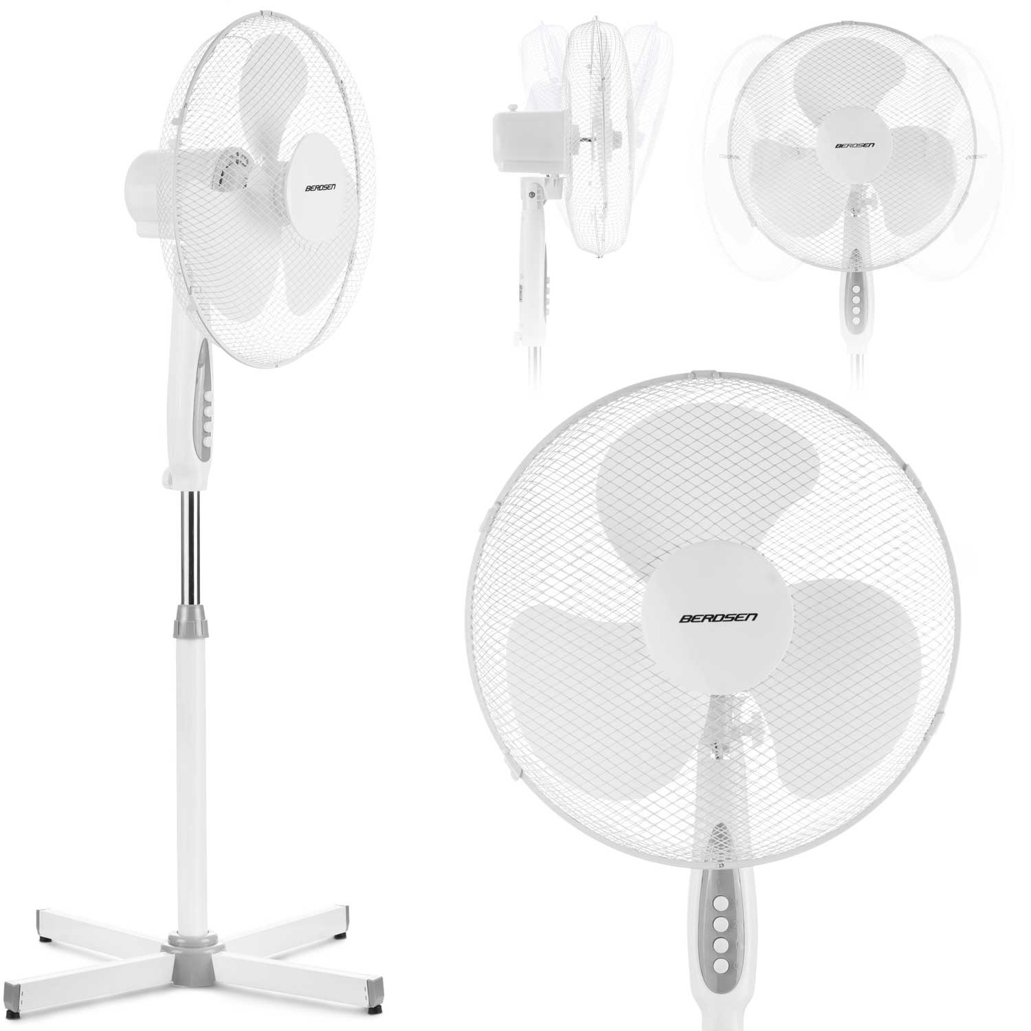 Staande ventilator - ⌀40cm - 3 snelheden - verstelbaar in hoogte - wit