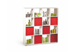 CABOTO - boekenkast - meubelblad - 139x33x144 cm - wit rood