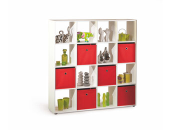 CABOTO - boekenkast - meubelblad - 139x33x144 cm - wit rood