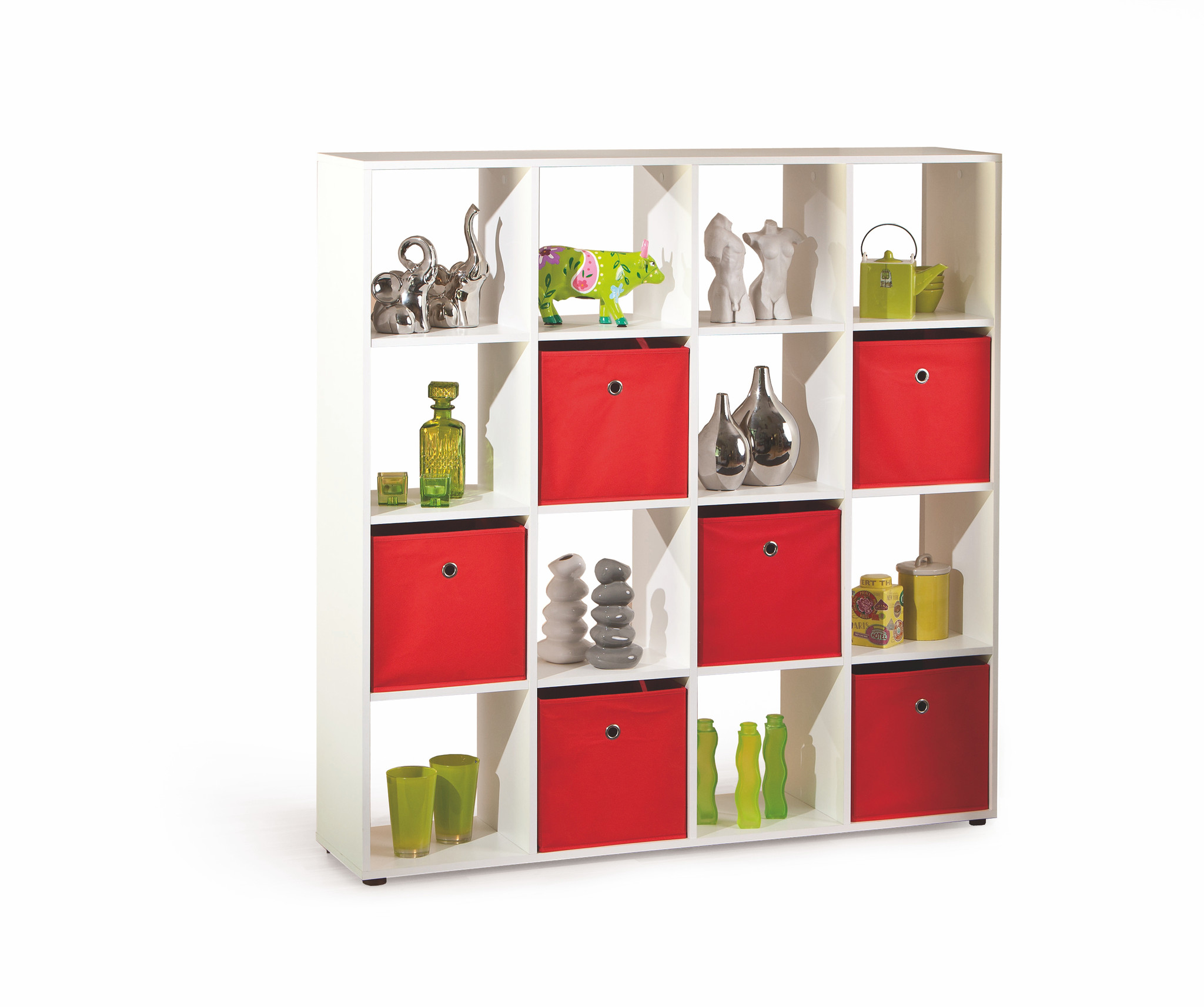 CABOTO - boekenkast - meubelblad - 139x33x144 cm - wit rood