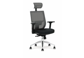 ADMIRAL - bureaustoel - verstelbare hoofdsteun - zwart grijs