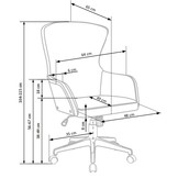 DOVER - bureaustoel - 64x104-115x65 cm - lichtgrijs zwart