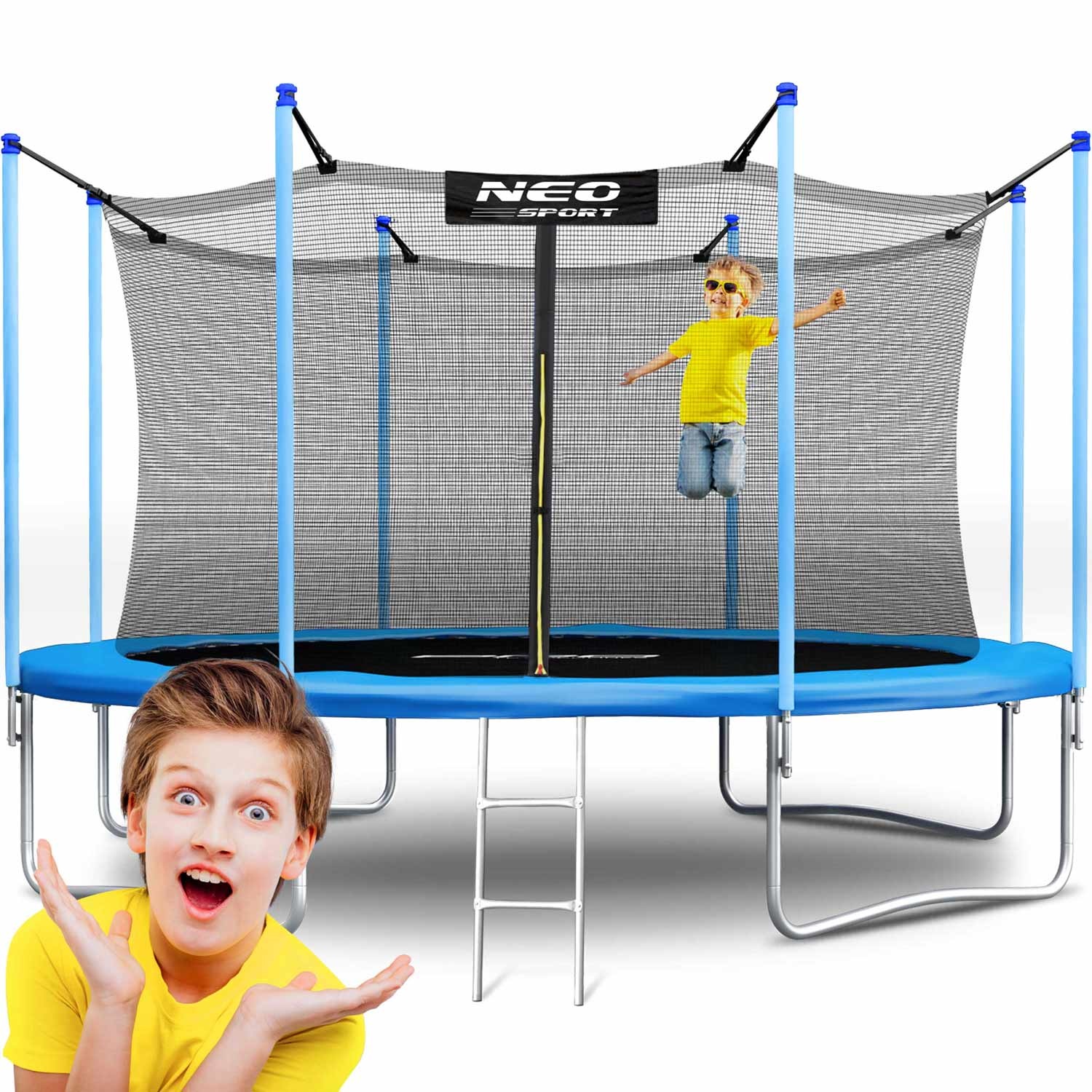 Trampoline - 404 cm - 13ft - met net - tot 150 kg - lichtblauw