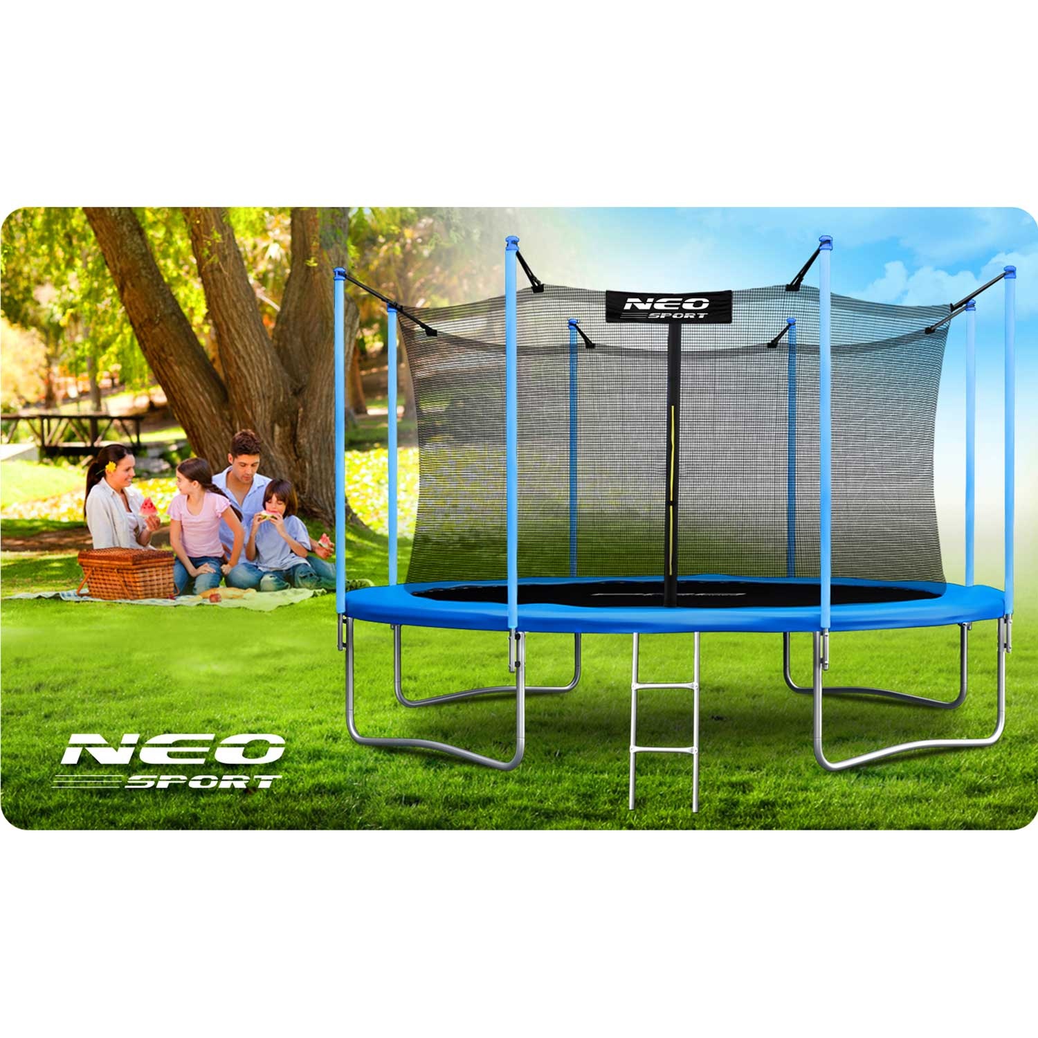 Trampoline - 404 cm - 13ft - met net - tot 150 kg - lichtblauw