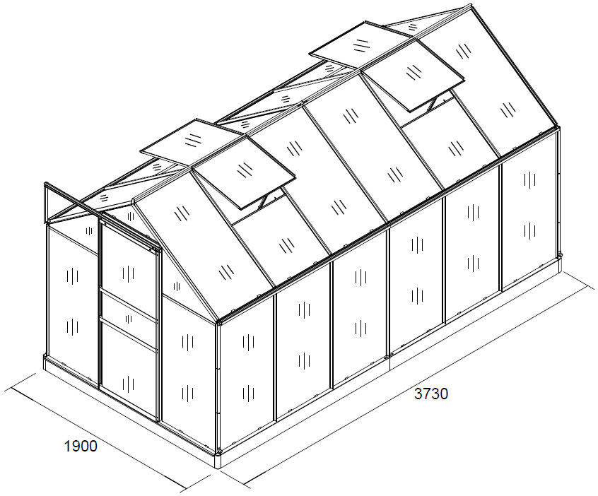 Tuinkas 3x2.2x1.9m - Versterkte folie - Metalen buizen - Wit