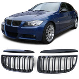 Grill nieren - geschikt voor BMW 3 Serie E90 E91 - Sportieve look - Zwart glans
