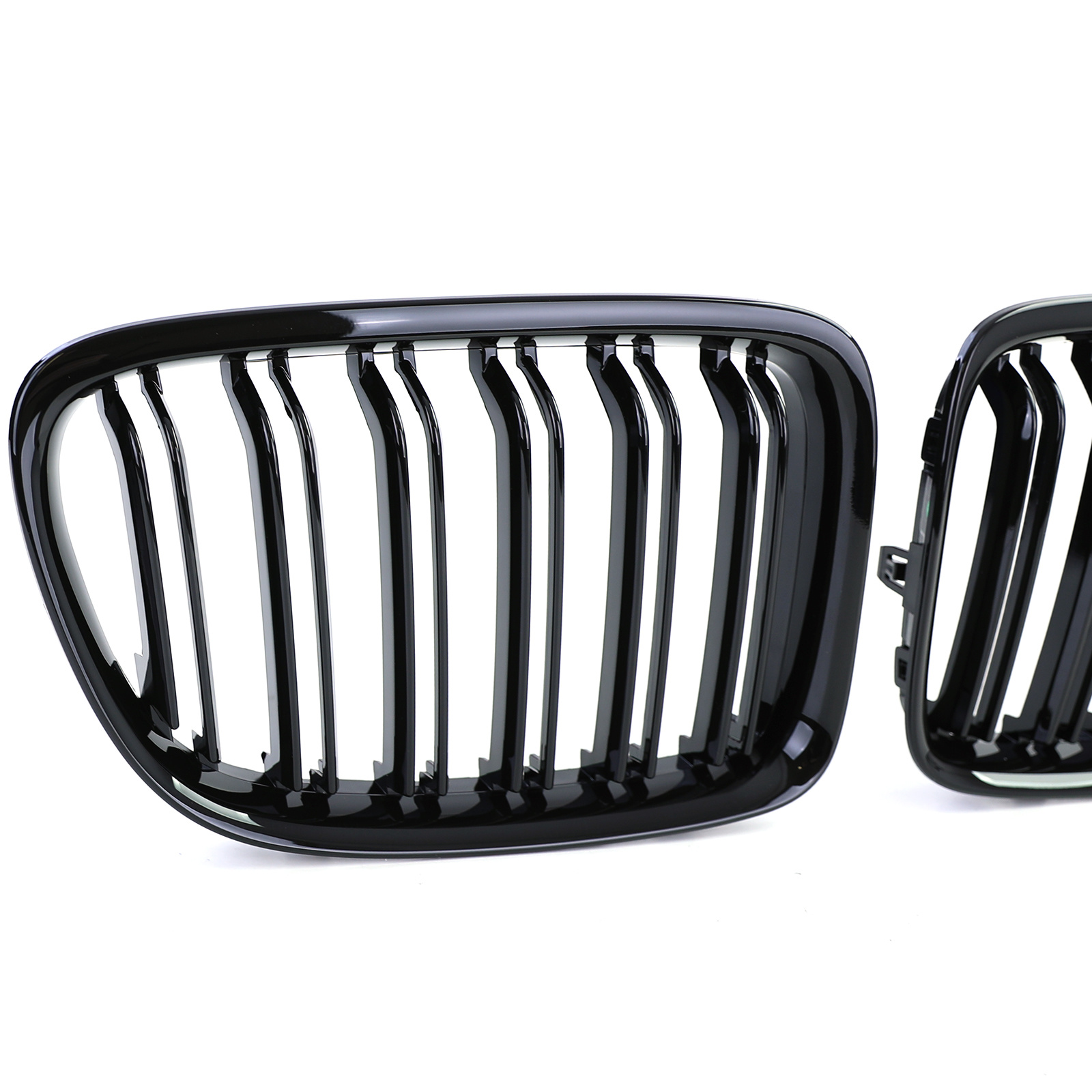 Grill Nieren geschikt voor BMW X1 E84 0-15 - Dubbele Brug - Glanzend Zwart