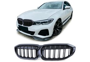 Grill Nieren geschikt voor BMW 3 Serie G20 G21 - Dubbele stang - Zwart glans