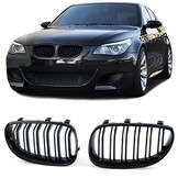 Grill nieren - BMW 5 serie E60 E61 03-10 - Dubbele stang - Zwart glans