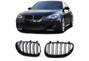 Grill nieren - BMW 5 serie E60 E61 03-10 - Dubbele stang - Zwart glans