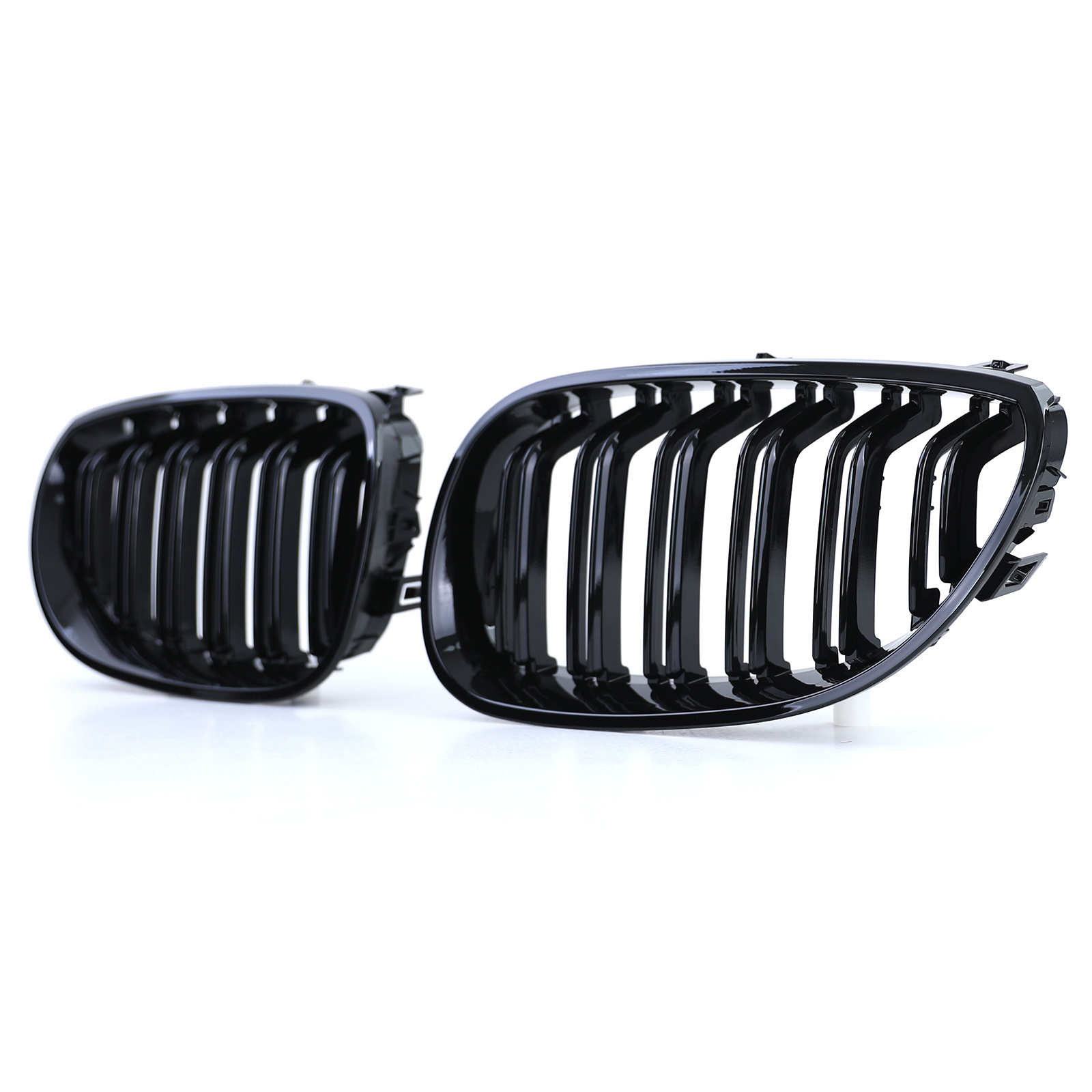 Grill nieren geschikt voor BMW 5 serie E60 E61 03-10 - Dubbele stang - Zwart glans
