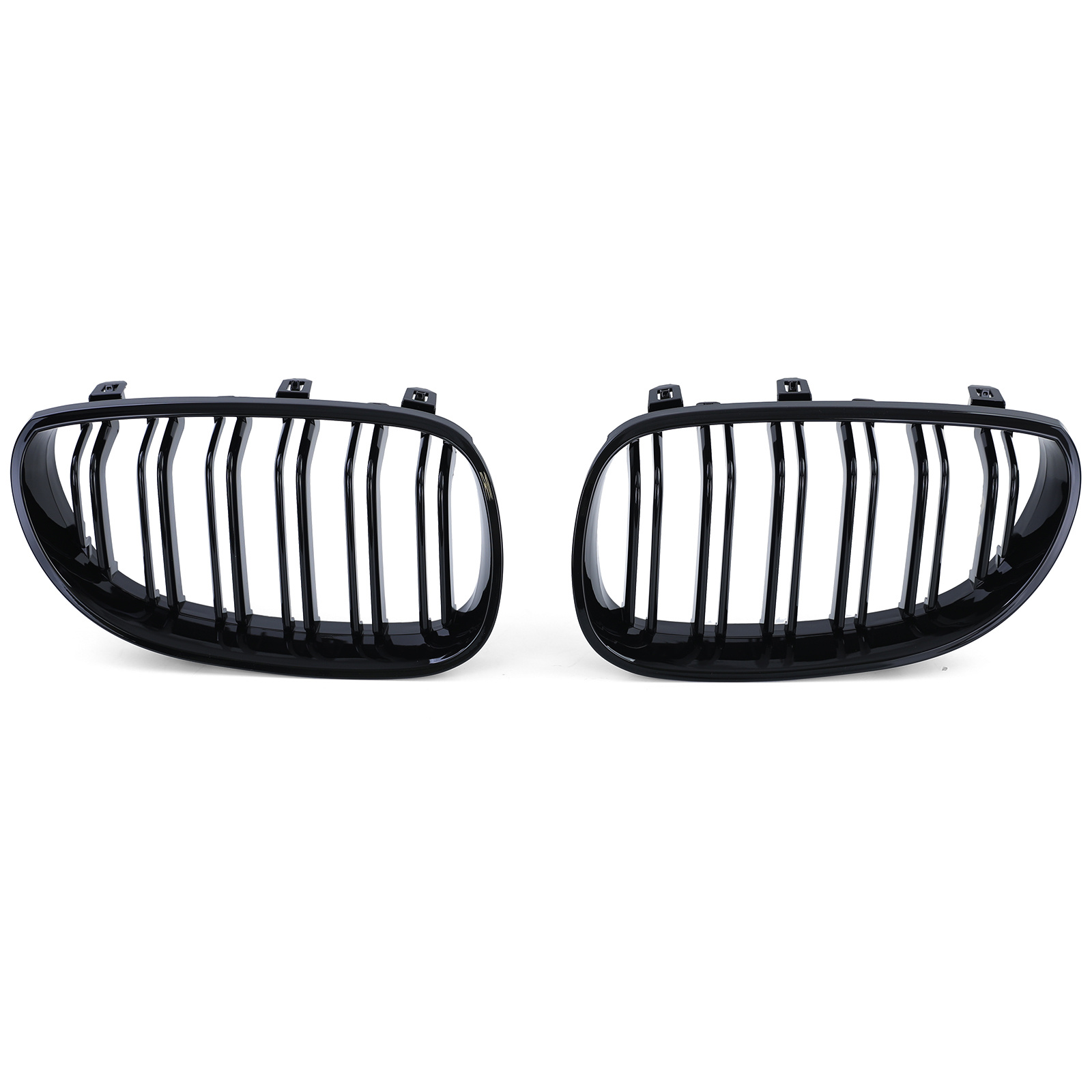 Grill nieren geschikt voor BMW 5 serie E60 E61 03-10 - Dubbele stang - Zwart glans