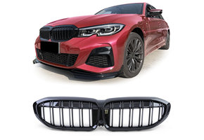 Grill nieren - geschikt voor BMW 3 Serie G20 G21 - Dubbele stang - Zwart glans