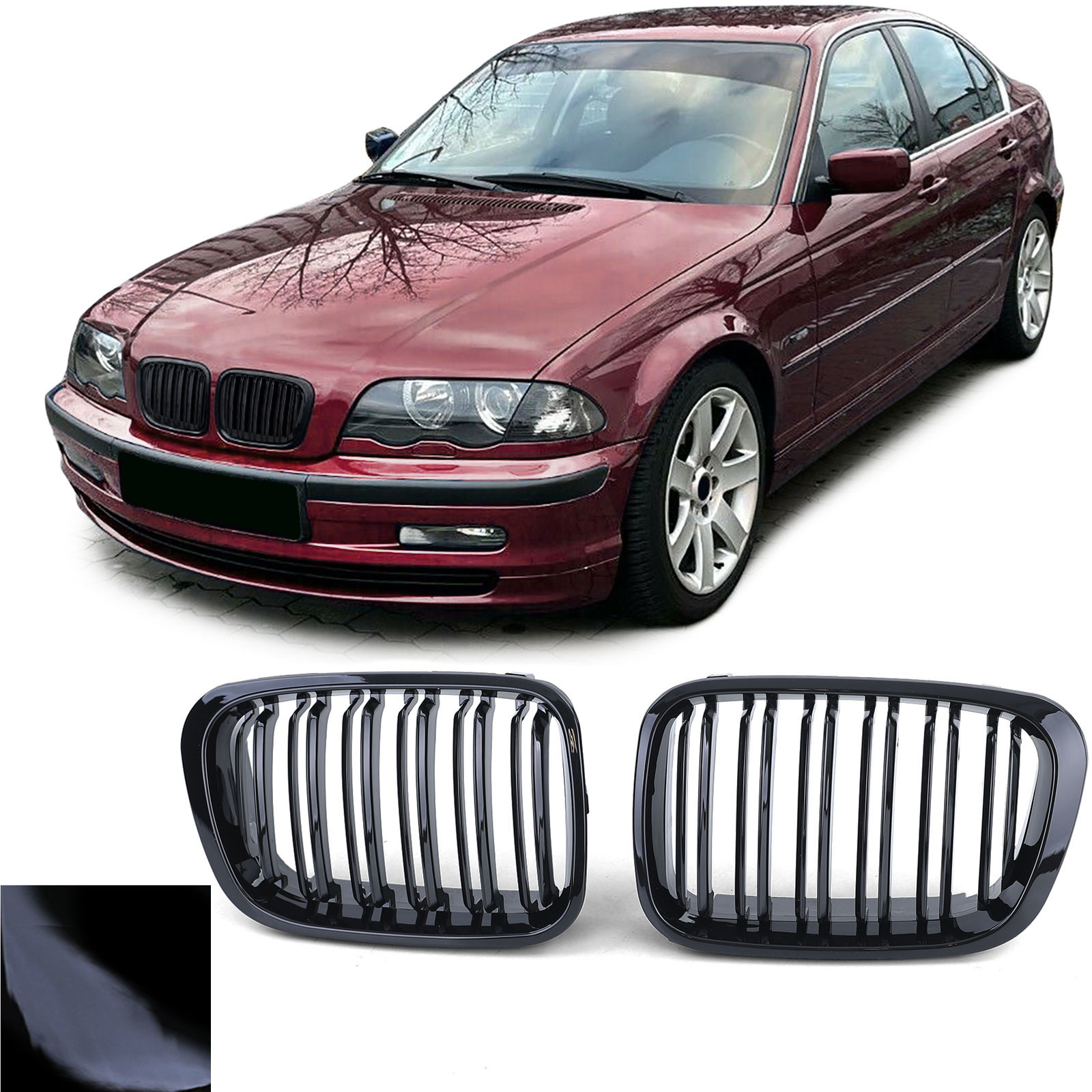 Grill nieren - BMW 3 Serie E46 98-01 - Sportieve look - Dubbele brug
