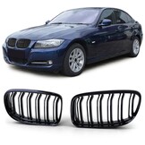 Grill nieren geschikt voor BMW 3 Serie E90 E91 08-12 - Sportieve look - Zwart glans