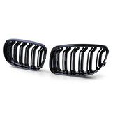 Grill nieren geschikt voor BMW 3 Serie E90 E91 08-12 - Sportieve look - Zwart glans
