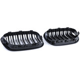 Sportgrille geschikt voor BMW 1 Serie F20 F21 15-19 - Dubbele stang - Zwart glans