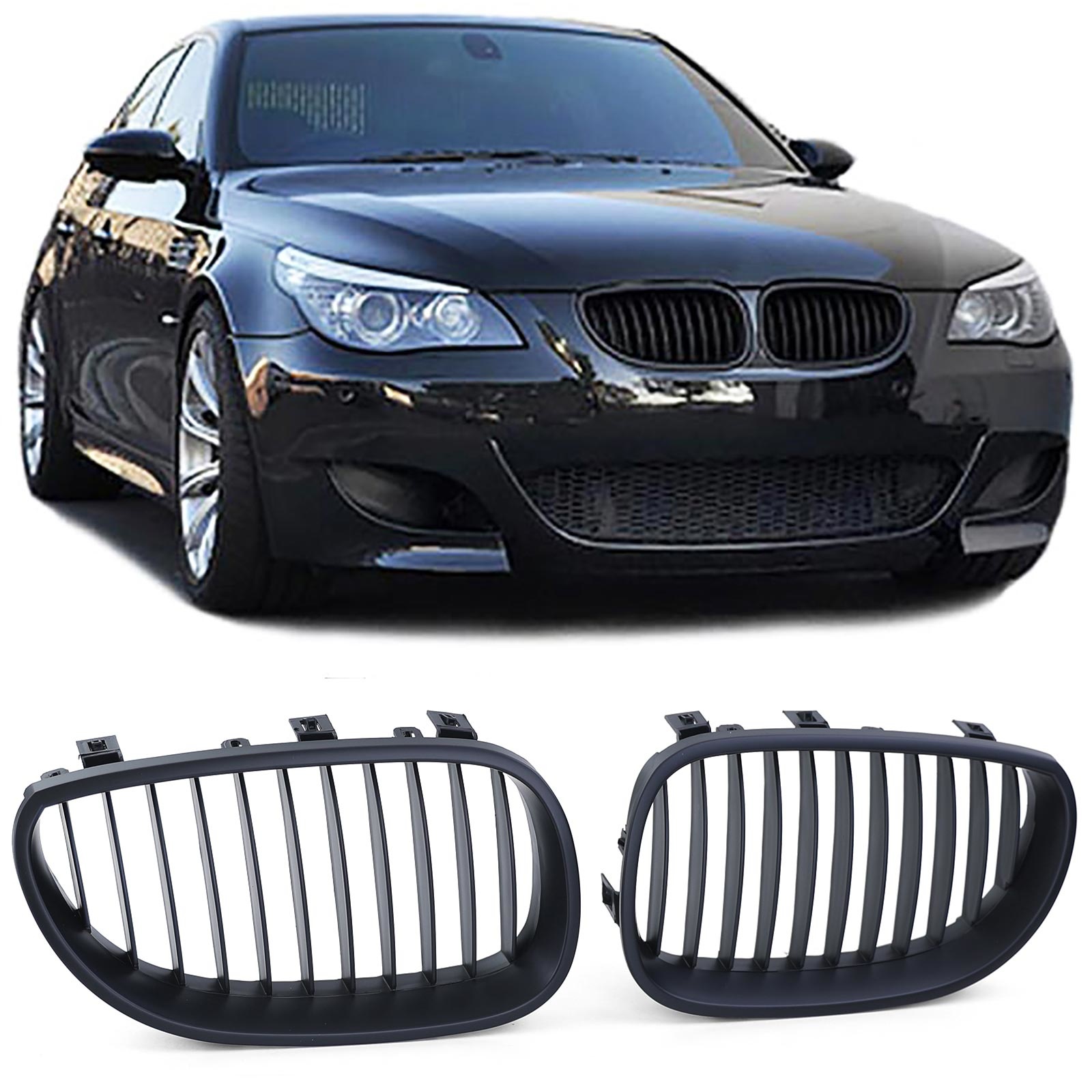 Autogrille geschikt voor BMW 5 Serie E60 E61 03-10 - Sport rooster - Performance zwart mat