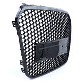 Honingraat grill geschikt voor Audi A6 C7 4G 10-14 - Badgeloos - Zwart glans