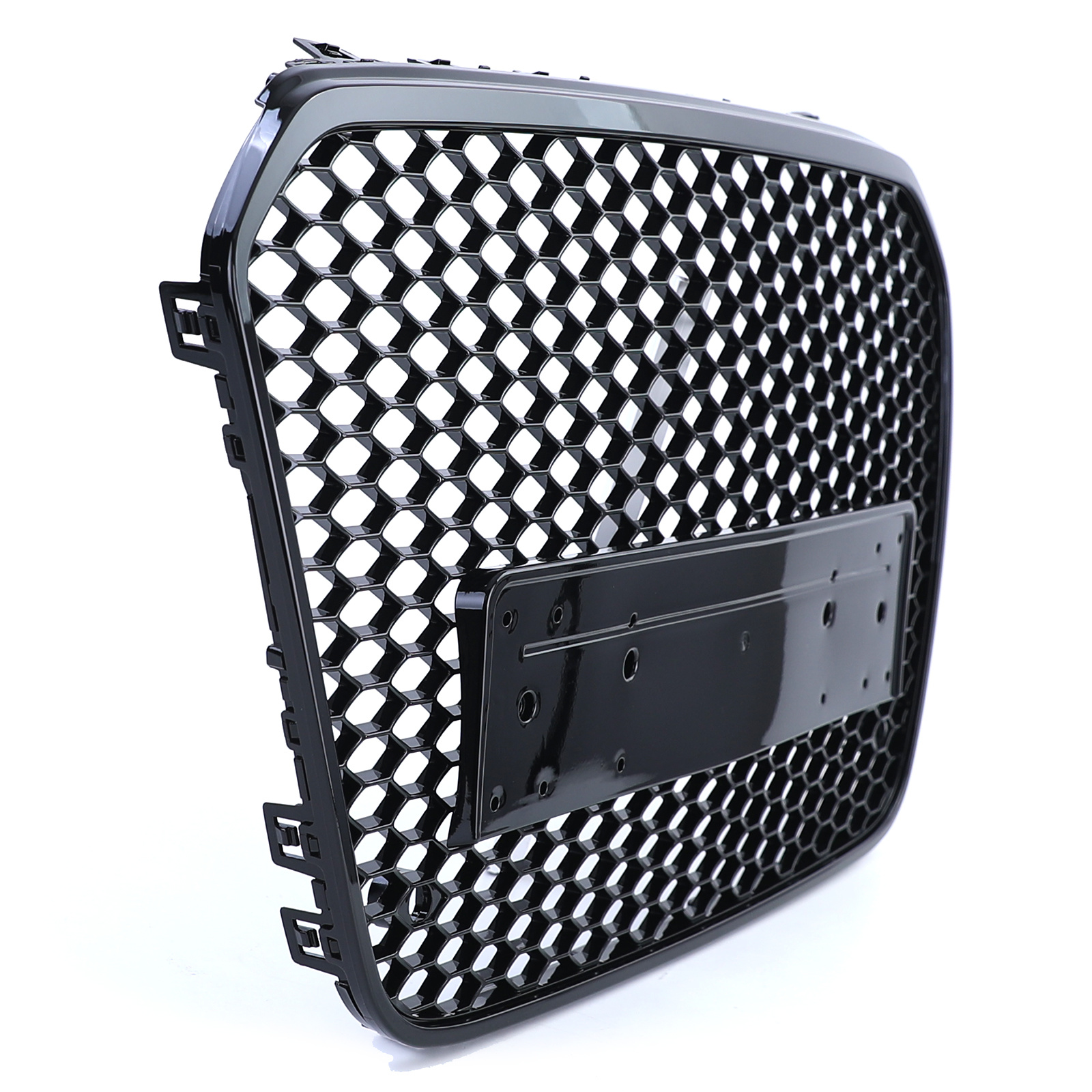 Honingraat grill geschikt voor Audi A6 C7 4G 10-14 - Badgeloos - Zwart glans