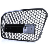 Honingraat grill geschikt voor Audi A6 C7 4G 10-14 - Badgeloos - Zwart glans