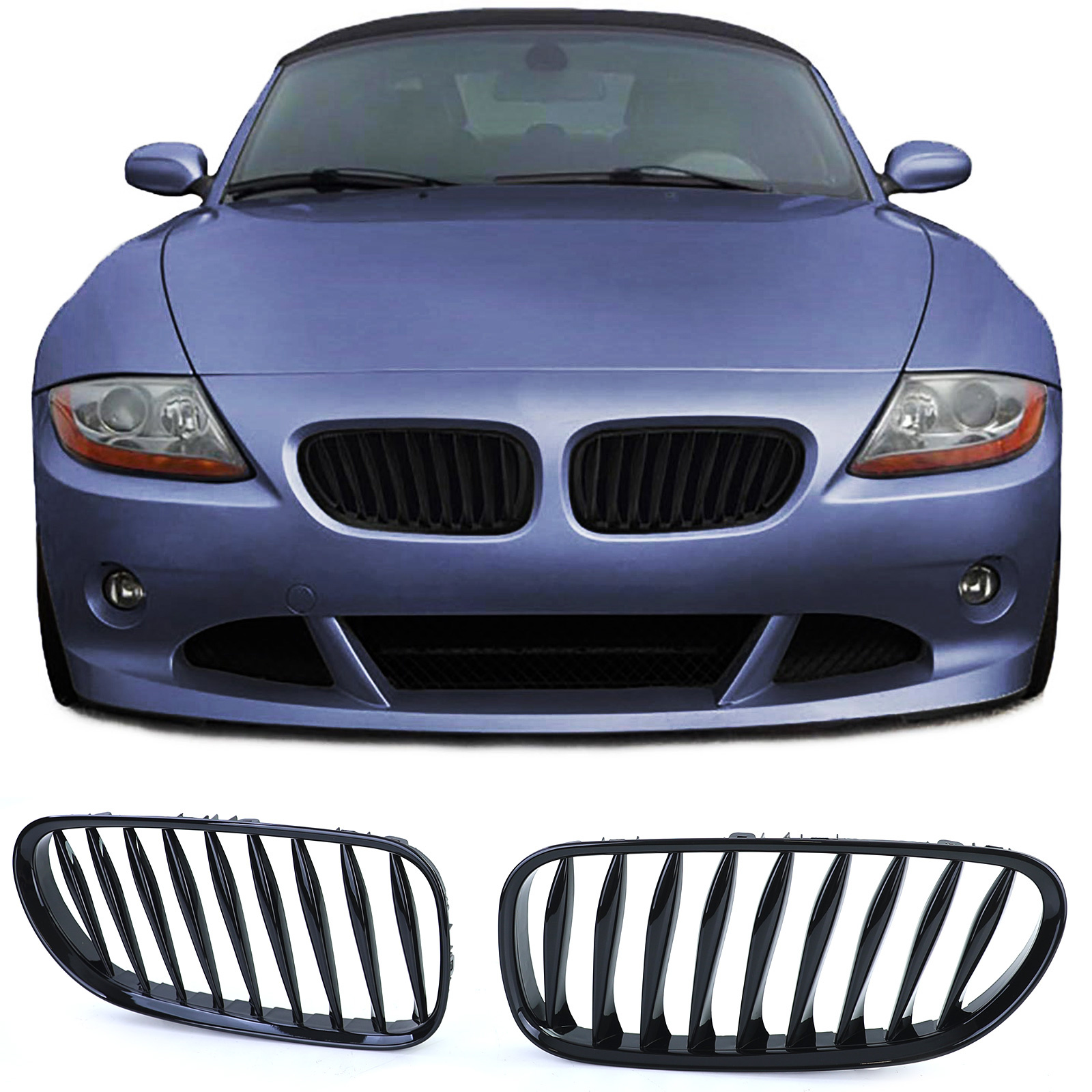 Autogrille - BMW Z4 E85 E86 - sportrooster - glanzend zwart