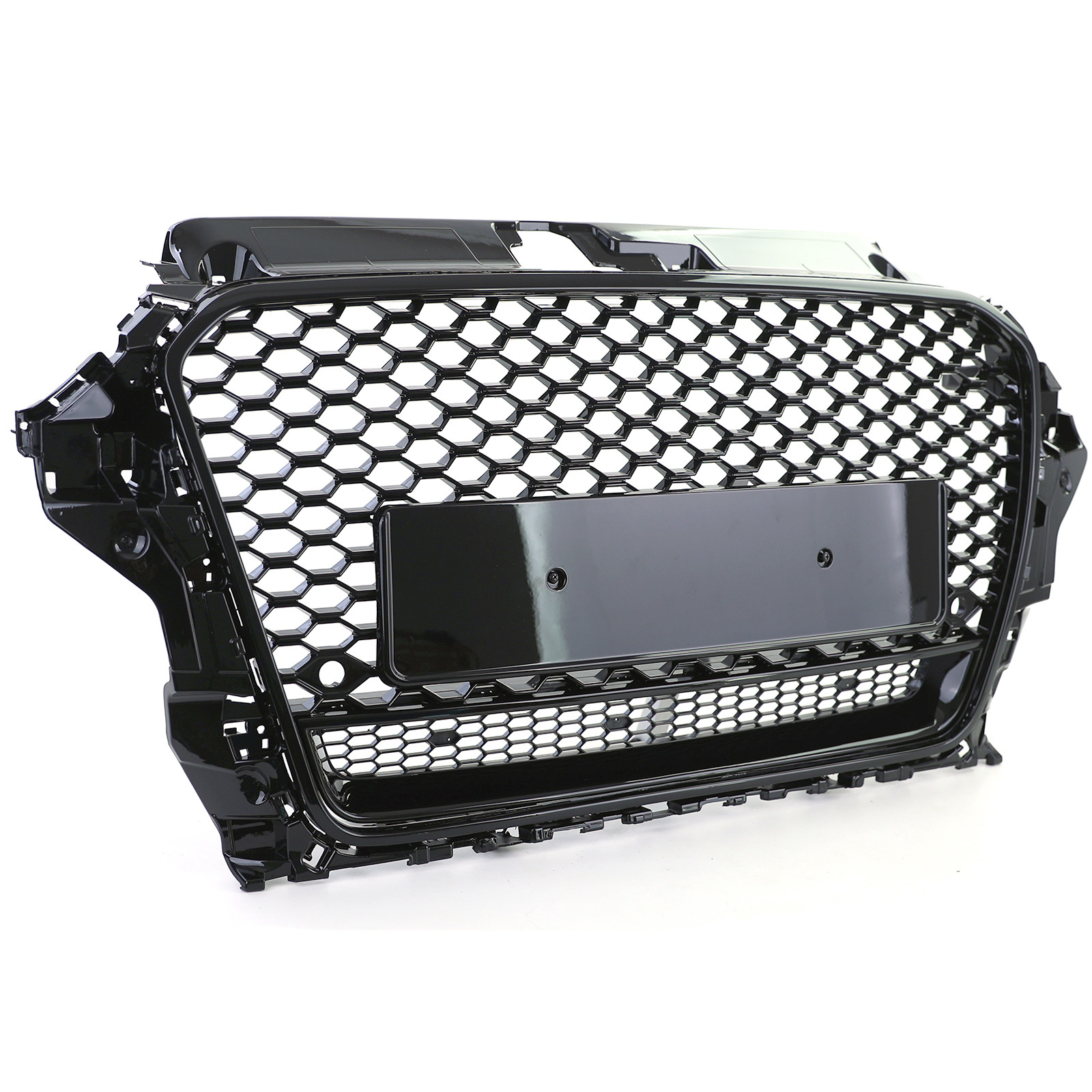 Honingraat grill - Audi A3 8V 12-16 - Badgeloos zwart glans - PDC.