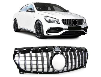 Autogrille - Mercedes CLA C117 W117 16-19 - Sport rooster - GLANS ZWART/CHROOM