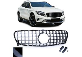 Autogrille geschikt voor Mercedes GLA X156 17-21 - Zwart/Chroom - Sportieve look