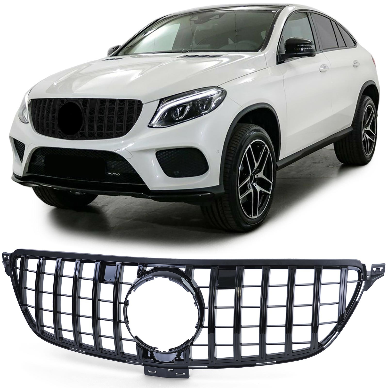 Sport radiateurrooster - Mercedes GLE Coupe C292 - Glanzend Zwart - Perfecte Pasvorm