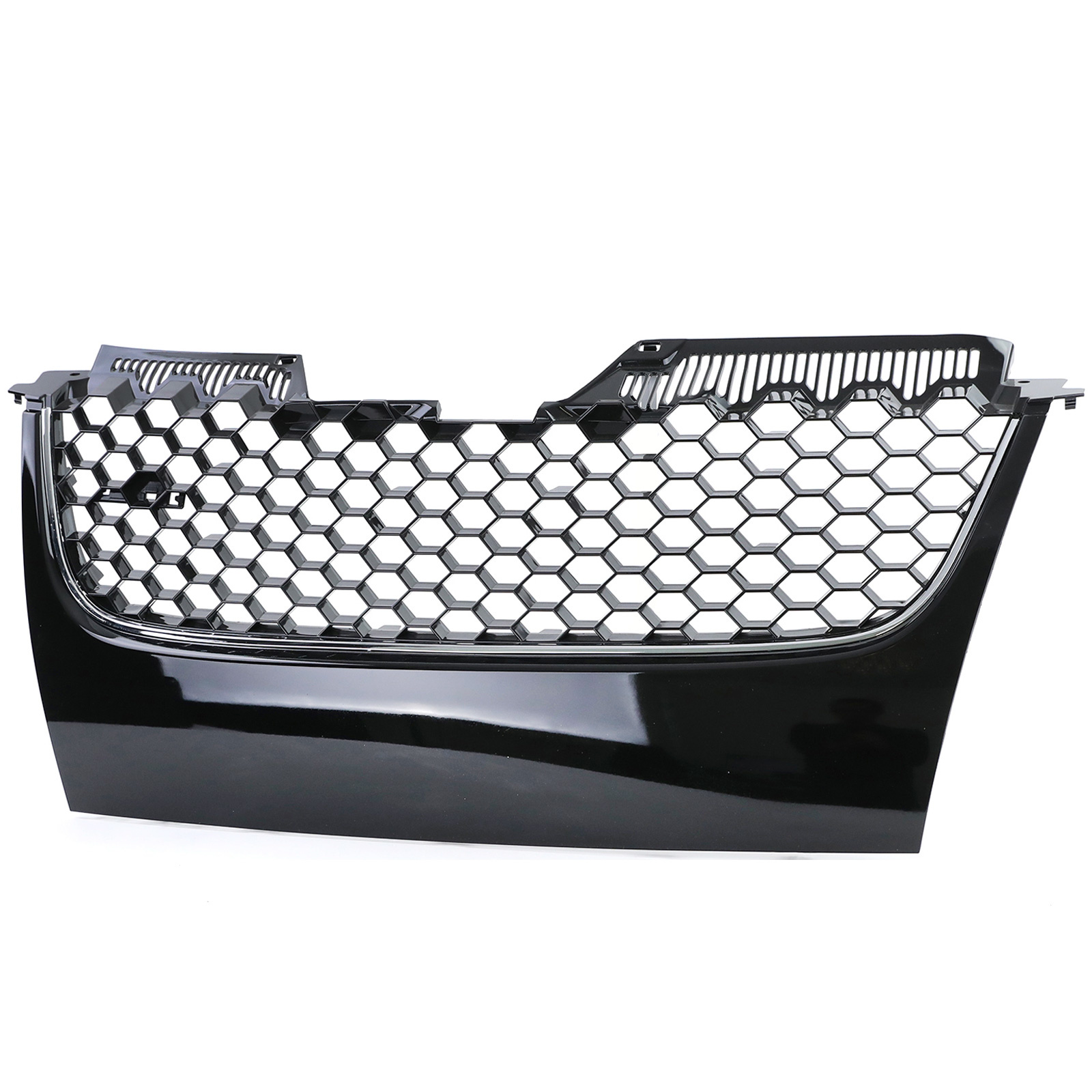 Honingraat grill geschikt voor VW Golf 5 GTI 03-09 - Zwart glans - Chromen strip